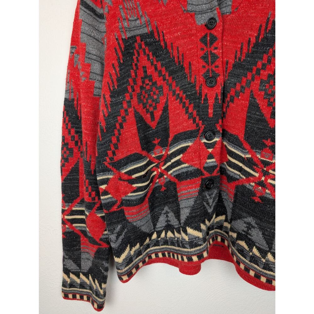 Lauren Ralph Lauren Jeans Cardigan Sweater Aztec Southwest Western NWT Size XL - Picture 4 of 10